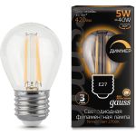Лампа Gauss LED Filament Шар dimmable E27 5W 420lm 2700K 105802105-D (артикул 15869286) – фото 1
