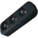 Розеточная колодка TDM 3 гнезда, 2П, б/з, 10А, 250В, черная SQ1806-0110 (артикул 16061144) – фото 1