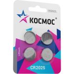 Элемент питания КОСМОС CR2025 3V Lithium 4BL, KOC2025BL4 (артикул 24428464) – фото 1