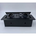 Выдвижной встраиваемый блок розеток Inrior выдвижная розетка, на 2 EURO розетки, 2 RJ45 и 2 USB-A+C, черный, TORO-55-20 (артикул 23273697) – фото 1