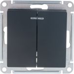 2-клавишный выключатель Schneider Electric ATLASDESIGN с подсветкой, 10АХ, КАРБОН ATN001053 (артикул 16313780) – фото 1