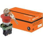 Кнопка TDM BS142, Грибок, с ключом, красный, d22мм, 230В, 1р SQ0704-0023 (артикул 16060921) – фото 1