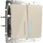 Двухклавишный проходной выключатель WERKEL W1122103/ с подсветкой (слоновая кость) a051477 (артикул 22951971) – фото 1