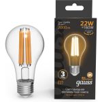 Лампа Gauss Filament А70 22W 2000lm 2700К Е27 LED 1/10/40 102902122 (артикул 23563437) – фото 1