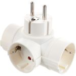 Адаптер T-образный, три гнезда, 16A, с землей, белый Electraline 55040 (артикул 15480173) – фото 1