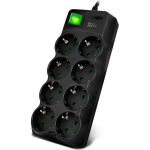 Фильтр SVEN SF-08E-16 5,0 м (8 розеток с защитными шторками,16А) черный, цветная коробка SV-021726 (артикул 25955057) – фото 1