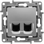 Розетка Legrand 2ХRJ45 5е UTP АЛЮ ETIKA 672455 (артикул 16313574) – фото 1
