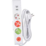 Розеточная колодка Mutlusan 3 гнезда USB, 16А/250с токовой защитой 2xUSB, зарядное ( шторки +выключатель) 001 175 350002 03 00 (артикул 25105899) – фото 1