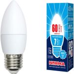 Светодиодная лампа Volpe LED-C37-7W/NW/E27/FR/NR. Форма свеча, матовая. UL-00003798 (артикул 15932115) – фото 1