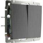Двухклавишный выключатель WERKEL проходной графит рифленый W1122004 a050760 (артикул 16074348) – фото 1