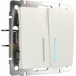 Двухклавишный выключатель WERKEL W1120113 с подсветкой перламутровый рифленый a051186 (артикул 22951821) – фото 1