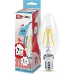 Светодиодная лампа IN HOME LED-СВЕЧА-deco 7Вт 230В Е14 4000К 630Лм прозрачная 4690612007618 (артикул 15918659) – фото 1