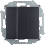 Трехклавишный выключатель Simon 10А 250В, винтовой зажим, графит 1591391-038 (артикул 16102658) – фото 1