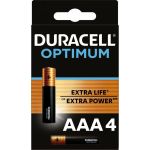 Батарейки Duracell Optimum щелочные, размера ААА, 4 шт., Б0056021 (артикул 20771523) – фото 1