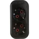 Розеточная колодка TDM 2 гнезда 2П+З 16А 250В черная серии Народная SQ1806-0423 (артикул 20827197) – фото 1