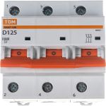 Автоматический выключатель TDM ВА47-100 3Р 125А 10кА характеристика D SQ0207-0095 (артикул 20751315) – фото 1