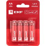 Алкалиновая батарейка EKF типа АА(LR6) блистер 4шт. LR6-BL4 (артикул 23088597) – фото 1