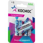 Алкалиновые элементы питания КОСМОС LR03 6 шт. на блистере, KOCLR03BL6 (артикул 23916525) – фото 1