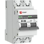 Автоматический выключатель EKF PROxima ВА 47-63 2P, 20А, 4,5kA, SQ mcb4763-2-20B-pro (артикул 16208833) – фото 1