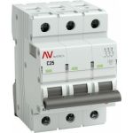 Автоматический выключатель EKF AV-6, 3P, 25A, 6kA, AVERES SQ mcb6-3-25C-av (артикул 16126575) – фото 1