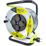 Силовой удлинитель на металлической катушке LUX PROFI К4-Е-25 (74225) КГ 3x2.5 25м 16А 4 розетки с заземлением IP44 4606400430131 (артикул 22782801) – фото 1