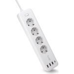 Сетевой фильтр TopOn TOP-PWS4 4 розетки, 3 USB, Type-C, PD 20W QC3.0, 4000W, 3м Белый TOP-PWS4-3 (артикул 23102499) – фото 1