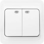 Выключатель Smartbuy 2-клавишный с индикатором 10А белый Марс SBE-02w-10-SW2-1 (артикул 16051934) – фото 1
