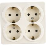 Розетка ЭРА 11-2211-02 4х2P E Schuko со шторками, 16A-250В, IP20, ОУ, Эксперт, сл.кость Б0020710 (артикул 15980762) – фото 1