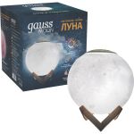 Настольный светильник Gauss NN004 3D Луна 1W 220-240V D13см белый 13см c увлажнителем воздуха LED (артикул 21736708) – фото 1