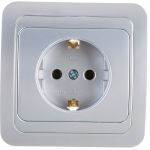 Розетка Smartbuy 1-местная с заземлением 16А серебро Марс SBE-02s-16-S1-Z-c (артикул 16051921) – фото 1