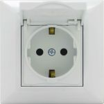 Одинарная розетка Vesta Electric Roma с заземлением с крышкой FRZ00010103BEL (артикул 23300511) – фото 1