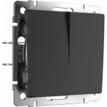 Выключатель WERKEL W1122008 двухклавишный проходной черный матовый a051621 (артикул 15777352) – фото 1