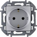 Розетка Legrand 2К+З - немецкий стандарт - 16 А - 250 В - INSPIRIA - алюминий 673722 (артикул 20964747) – фото 1