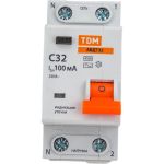 Автоматический выключатель дифференциального тока TDM 32 2P1P+N C32А 100мА 4,5кА тип АС SQ0202-0508 (артикул 18155761) – фото 1