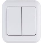 2-клавишный выключатель Schneider Electric открытой проводки Прима 6А IP20 белый A56-029M-BI (артикул 18144649) – фото 1