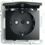 1-местная розетка STEKKER с/з с крышкой (механизм), серия Эрна, PST16-9112-03 49156 (артикул 27103910) – фото 1