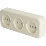 3-местная розетка STEKKER без заземляющего контакта, 250В, 16А, IP20, PST16-50-20 (RA 16-344-БЖ), слоновая кость 49055 (артикул 24459327) – фото 1