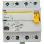 Устройство защитного отключения IEK ВД1-63S УЗО, 4Р, 63А, 300мА MDV12-4-063-300 (артикул 16300551) – фото 1