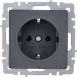 1-местная розетка IEK Brite рс11-1-0-брг с заземлением, без защитных шторок, 16А, графит BR-R11-16-K53 (артикул 24591645) – фото 1