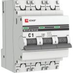 Автоматический выключатель EKF PROxima ВА 47-63 3P, 1А, 4,5kA, SQ mcb4763-3-01C-pro (артикул 16176297) – фото 1
