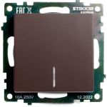 1-клавишный механизм выключателя c индикатором STEKKER GLS10-7101-04, 250В, 10А, серия Катрин, шоколад 49022 (артикул 25676427) – фото 1
