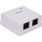 Двойная неэкранированная компьютерная розетка WRline WR-WS-8P8C-C5E-2 RJ-45, категория 5e внешняя, Dual IDC, цвет белый 505216 (артикул 26747216) – фото 1