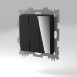 Трехклавишный проходной переключатель CGSS, черный Эстетика GL-W103-PBCM (артикул 20033548) – фото 1