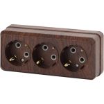 Розетка Intro Quadro 2-206-10 с заземлением трехместная 3x2P+E, 16А-250В, IP20, открытая установка, венге, Б0053824 (артикул 20773239) – фото 1