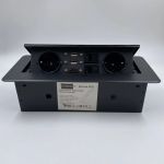 Выдвижная розетка Inrior выдвижной встраиваемый блок розеток, на 2 euro розетки, 2 rj45 и 2 usb-a+c, черный TORO-77-20 (артикул 26851256) – фото 1