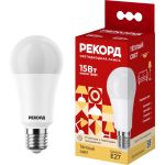 Светодиодная лампа РЕКОРД LED А60-U 15W Е27 3000К 23942 (артикул 24610293) – фото 1