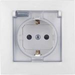 Розетка с заземлением, шторками и крышкой IP-44 Simon 1590450-030 (артикул 15404916) – фото 1