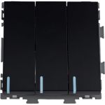 Трехклавишный проходной переключатель CGSS, черный Практика PL-W103-PBCM (артикул 20033320) – фото 1