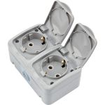 Двойная накладная розетка KRANZ горизонтальный блок с/з IP54 16А серая KR-78-0806 (артикул 21587086) – фото 1