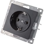 Одноместная розетка UNIVersal серия афина с/з, с/у, 16а, 220в, графит еврослот A0028-Gr (артикул 27170592) – фото 1